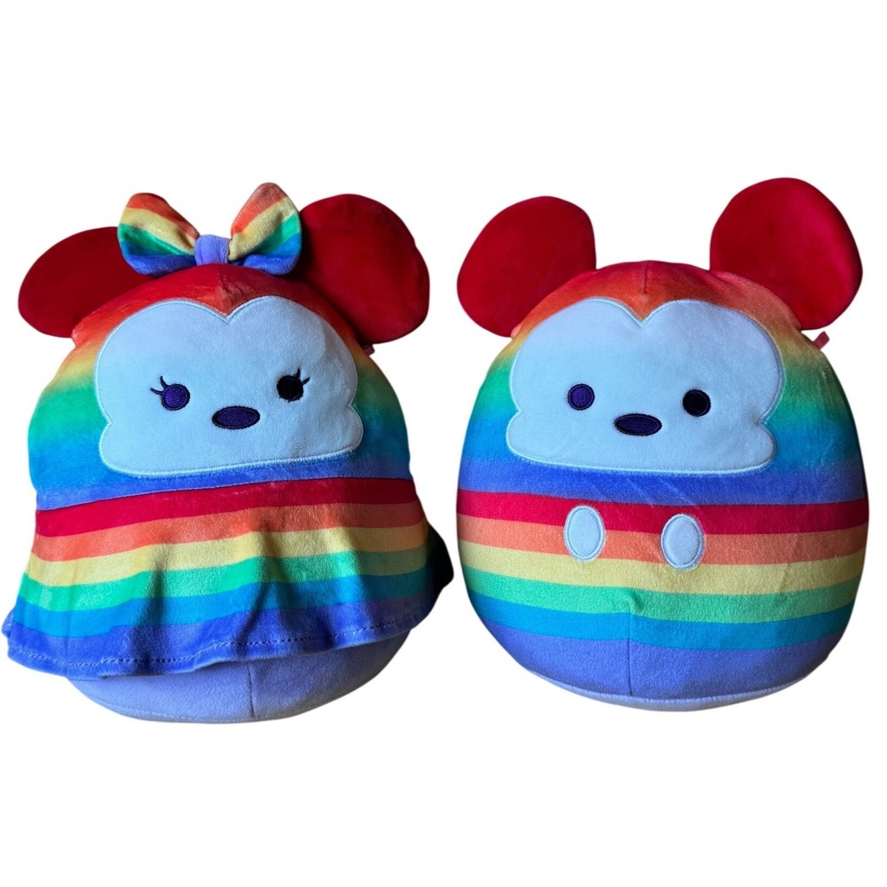 Disney Squishmallows Mickey Minnie Mouse 10" Rainbow Pride Collection Plush Pair